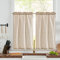 TOPICK 2er Set H 115 x B 65 (cm) Gestreifte Scheibengardinen Leinen Gardinen mit Streifen Küchenvorhang Blickdicht Kurz Küchengardinen für Küchen Esszimmer Badezimmer Klein Fenster Braun auf Beige