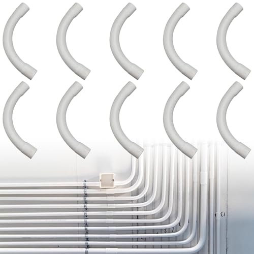 PVC Rohrbogen M20 90° für Elektrorohr Stangenrohr Leerrohr Gemufft Kabelkanal,10 Pcs Leerrohr für Erdkabel,Leerrohre für Elektroleitung,Leerrohr 20mm,Leerrohr für Glasfaserkabel,Kabelrohr,Weiß