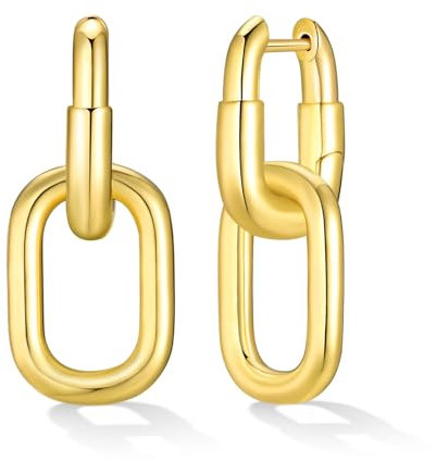 Ohrringe Gold Hängend Creolen für Damen - Minimalistisches Eckige Goldene Ohrringe für Frau, Hypoallergene 14K Vergoldete Huggie Ohrring, Leicht Tropfen Statement Ohrring Geschenke für Frauen Mädchen