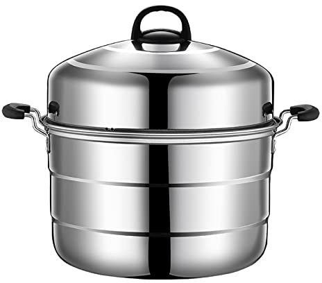 ASumPio Kommerzieller Großer Dampfgarer/Suppentopf/Lebensmittelechter Edelstahl 304, Verdickter Energiesammelboden, Gedämpfte Meeresfrüchte,45CM