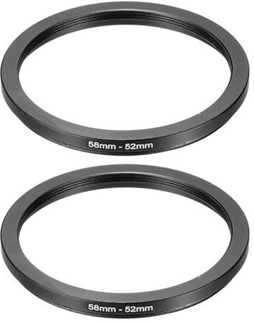 PATIKIL Step Down Ring Adapter 58mm to 52mm, 2 Pcs Filter Step-down Rings Camera Lens Filters Metal Ring Digital for ND IR DSLR Lenses, Black