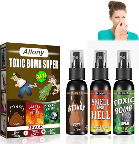 Allony Spray Fetido, Fart Spray, Spray de Pedos Broma Olor, Aerosol Líquido Apestoso para Olor Realista, Bromas para Adultos Divertidos, Bromas del Día de los Inocentes de Halloween, 3 Piezas