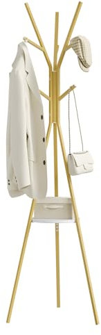 WOLTU Garderobenständer, freistehender Kleiderständer Metall, Garderobe in Baumform, mit 9 Haken und 1 Ablage, für Kleidung Hüte Taschen, für Wohnzimmer Büro, Höhe 180 cm