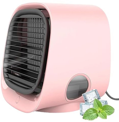 Air Breeze Klimaanlage Tragbarer Kühlventilator, Breeze Luftkühler, 2025 Verbesserte Luftkühler mit Verdunstungskühlung mit 3 Geschwindigkeiten Einstellbare für Haus, Büro, Schlafzimmer (Rosa)
