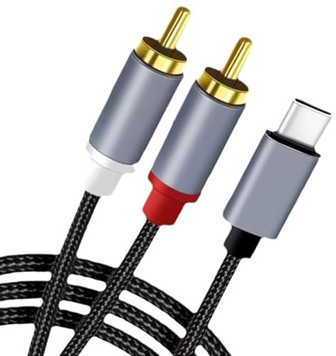 1M USB C to RCA Audio Cable - Digital Decoder Chip - Gold Plated Connectors - Nylon Braided - HiFi Sound - Compatible with Smartphone Tablet Laptop Speaker Car Stereo Home Theater