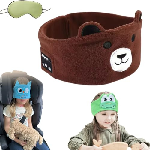 Nappy Stirnband Mit Bluetooth Lautsprechern, Schlafmaske Mit Kopfhörer Für Kinder Nickerchen Reisen, Weich Und Bequem, Kein Druck, Waschbar, Kinderfreundlich, Universelle Größe (STIL-6)