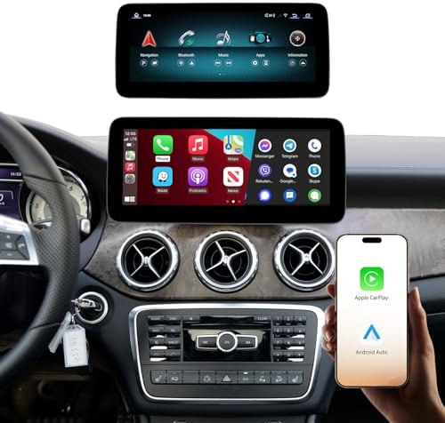 Radio de Coche Pantalla Táctil de 10,25 Pulgadas con Carplay Inalámbrico y Android Auto para Mercedes Benz GLA-Class CLA-Class A-Class NTG4.5 2013-2015, Soporte Mirrorlink, Cámara, Navegación