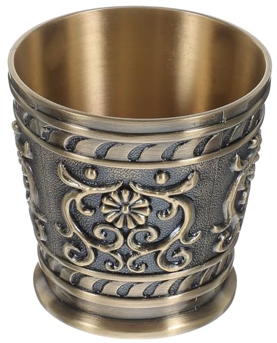 PLAFOPE Vintage Bronze Wine Chalice Large Metal Drinking Cup 50ml Retro Whiskey Shot Glass for Home Bar and Party Use