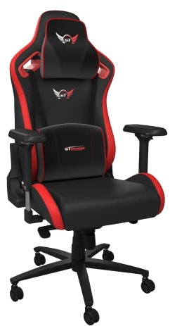 GT OMEGA SPORT Racing Gaming Chair with Lumbar Support - Ergonomic Office Chair with 4D Adjustable Armrest & Recliner - PVC Leather Esport Seat for Ultimate Gaming Experience - Black Next Red