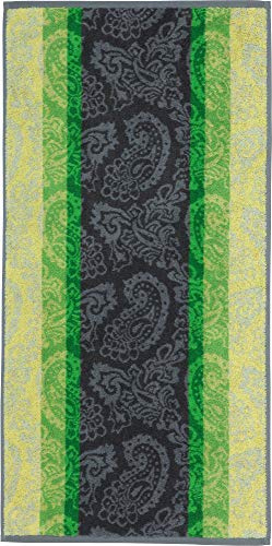 Erwin Müller Walk-Frottier Duschtuch Paisleymuster grün Größe 70x140 cm - schnell trocknend und extra saugstark, praktisch durch beidseitige Schlaufen, 100% Baumwolle