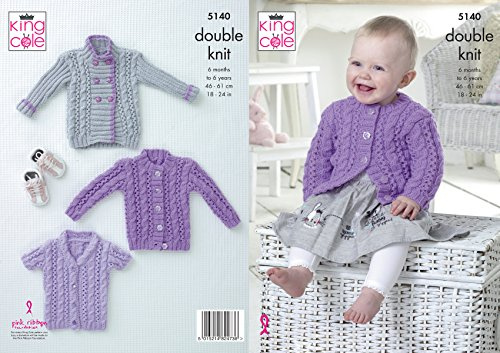 King Cole Big Value Baby DK Knitting Pattern 5140 - Cardigans Pattern - 6 Months - 6 Years