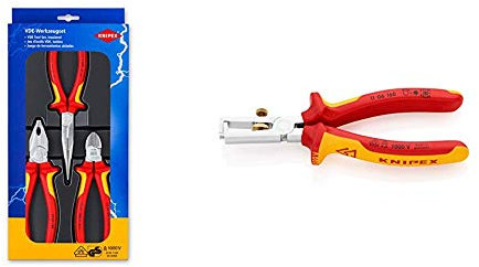 Knipex 00 20 12 – Elektro-Paket mit drei VDE-geprüften Zangen & 11 06 160 Abisolierzange, VDE-geprüft