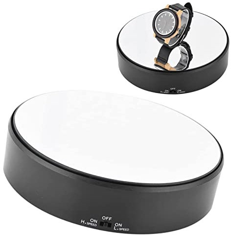 GOTOTOP Rotary Display Stand 18cm Mirror 360° Rotating Revolving Platform Adjustable Rotating Speed Turntable Jewelry Show Watch Toy Holder Turntable for Necklace Bracelet