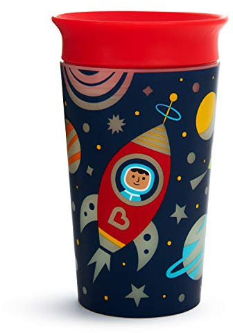 Munchkin Miracle 360 Degree Glow in The Dark Sippy Cup, 9 Oz, Astronaut, Red