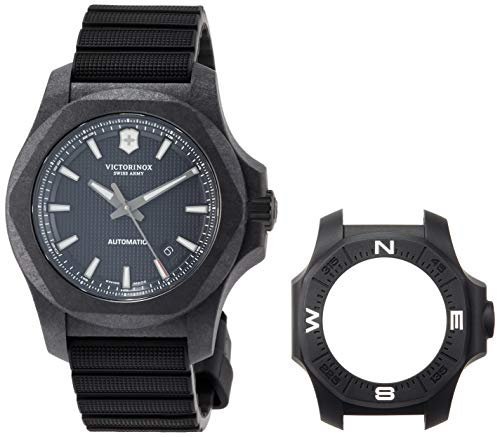 Victorinox Herren-Uhr I.N.O.X. Carbon Mechanical, Herren-Armbanduhr, mechanisch, Wasserdicht bis 200 m, Gehäuse-Ø 43 mm, Armband 21 mm, 102 g, Schwarz