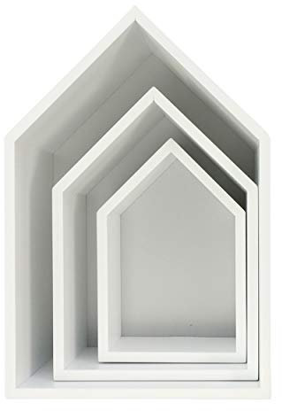 Puckdaddy Hausregal Elise in Grau, 3er-Set – dekorative Regale im Haus-Design, Kinderzimmer-Regal