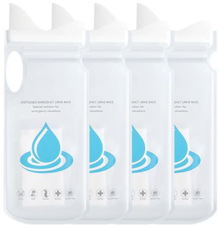 WEITING 4 Stück Einweg-Urinbeutel 700ml, Urinbeutel Für Unterwegs, Einweg-Urinbeutel, Urinal Erbrochenes Beutel Für Camping Reisen Auto Stau Outdoor Notfall Toiletten MäNner, Frauen