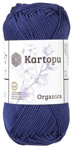 Kartopu Organica 50gr Knaul- Baumwollgarn, – Häkelgarn aus feinster ägyptische Baumwolle (Grundpreis 4,90 für 100gr) (1624 dunkelblau)