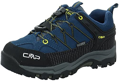 CMP Kids Rigel Low Trekking Shoes WP, Zapatos de Trekking Unisex niños, Tinta Azul Amarillo, 37 EU