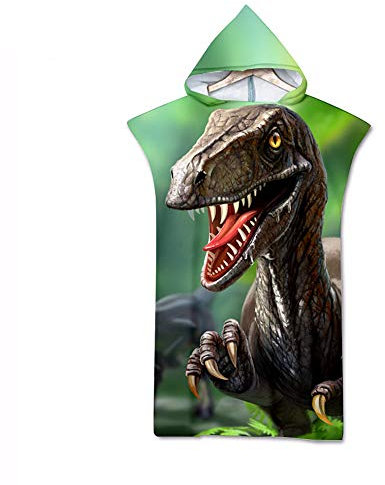 Hooded Poncho, DOTBUY Dinosaurier-Dämon Drucken Mikrofaser Strandtücher Bademantel Poncho mit Kapuzen Strandtuch Badeponcho Duschtuch Sport Handtuch für Schwimmen (75 * 140cm,D)