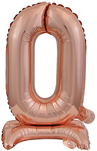 Stehender Folienballon Zahl 0 in Rosegold als Deko für Geburtstag, Party und Jubiläum | Höhe: 38cm mit Basis | kein Ballongas notwendig | Rose Gold Zahlen Ballon Dekoration Folienballons