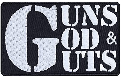 Biker Aufnäher Guns, God & Guts Aufbügler Cruiser Patch zum annähen/aufbügeln | Bügelbilder Sticker Motorrad Applikation für Leder & alle Stoffe | 80x50mm
