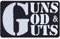 Biker Aufnäher Guns, God & Guts Aufbügler Cruiser Patch zum annähen/aufbügeln | Bügelbilder Sticker Motorrad Applikation für Leder & alle Stoffe | 80x50mm