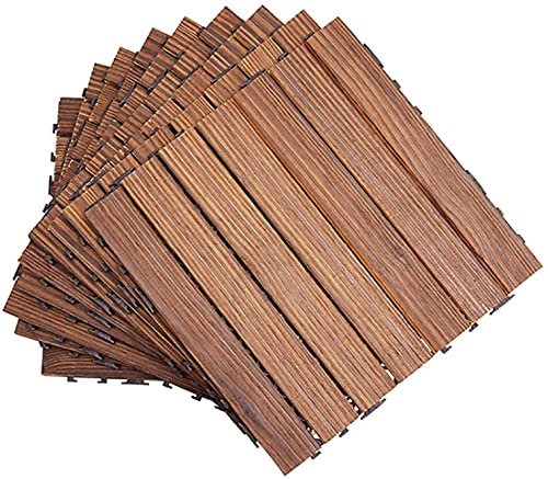 Terrassenfliesen Terrassendielen Balkonfliesen 9pcs ineinandergreifende Terrassenplatten Fliesen Holzboden Outdoor Bodenbelag DIY Spleißen Wasserdicht Korrosionsschutz für Veranda Hinterhof GCSQF210