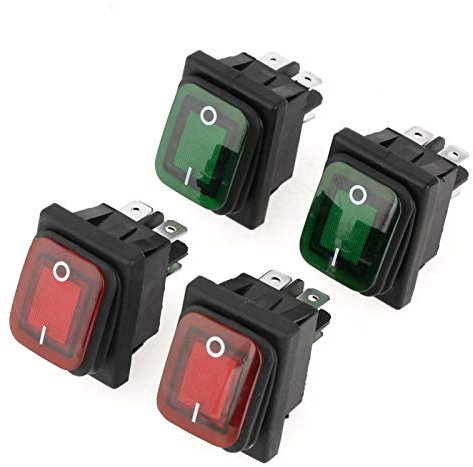 BORDSTRACT 4 Piezas Interruptor Basculante, Interruptor de Boton 220v, 4pines, 2 Posiciones On/Off Dpst, Interruptor Tipo Barco Con Luz Indicadora