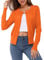 Newshows Women's Solid Button Down Long Sleeve Classic Crew Neck Knit Cardigan Sweater(Orange,M)