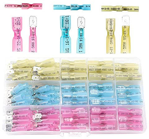 Ruidee 120 Stück Schrumpfverbinder Flachsteckhülsen/Flachstecker Kabelschuhe Quetschverbinder Kit(DRS)