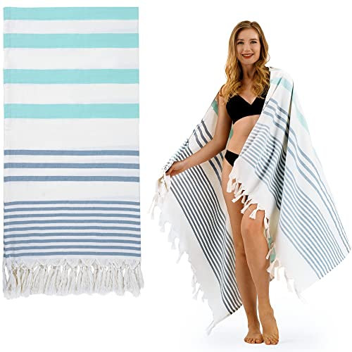 Winthome Hamamtuch Weich 180x90cm- Strandtuch Bambus-Baumwolle Leicht Platzsparend, Strandhandtuch Saugstark, Schnelltrocknend, Badetuch Sandfrei, Handtuch für Damen Herren Saunahandtuch (1 Pack)