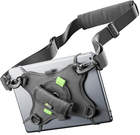 Cellularline - Handle Case - Custodia per Tablet, Rotabile 360°, Con Elestici in Silicone, con Maniglia, Tracolla Regolabile e Porta Pennino - Per Display Tablet fino a 10,5 - Nero