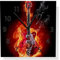 Wallario Design Wanduhr Brennende Gitarre aus Aluverbund, Alu-Uhr Größe 30 x 30 cm, Schwarze Zeiger mit Metalloptik