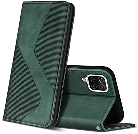 ZONNAVI Hülle für Samsung Galaxy A12, PU Leder Handyhülle mit Kartenfächer und Standfunktion, Lederhülle Flip Wallet Case Schutzhülle für Samsung Galaxy A12 (Grün)