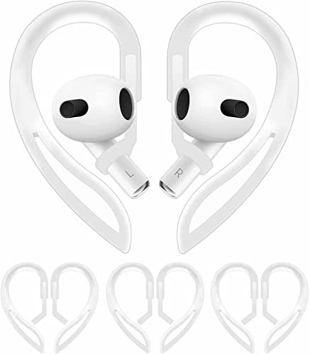 LALASTYLE 3 Pairs Ear Hooks Compatible with AirPods 3 2 1 and Pro, 360 Angle Rotation Adjustable Length Anti-Slip Sport Outdoor Earhooks Wing Tips Holder for AirPod Pro and 1 2 3 - Translucent