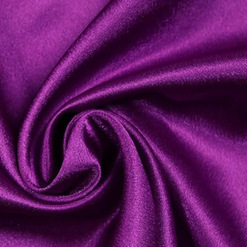 Über 70 Farben – einfarbiges, massives Krepp-Rückseite, Satin-Stoff, Kleid, Brautschmuck, 147,3 cm (1 Meter, Violett / Magenta 5893)