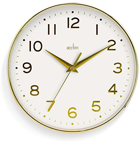 Acctim Rand 20cm Small Wall Clock Foil Embossed Numbers Quartz Movement 22982 (Gold)