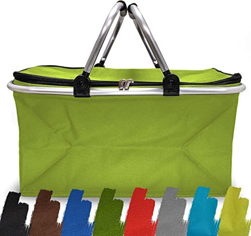 Einkaufskorb faltbar 25L - ideal für den Wocheneinkauf I Mit gepolsterten Tragegriffen & Reißverschluss am Deckel I Leicht klappbar & kompakt I Klappkorb 10kg belastbar I Faltkorb als Picknickkorb