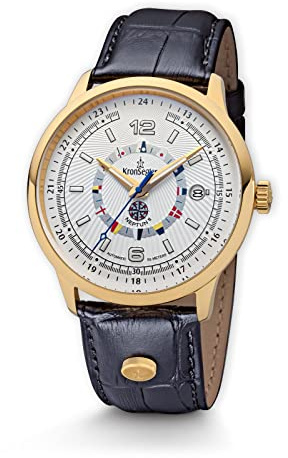 Kronsegler Neptun II Automatikuhr Gold-Weiss