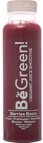 BE GREEN Zumo ecológico Berries Boom fresa, frambuesa, arándano, banana y manzana botella 300 ml