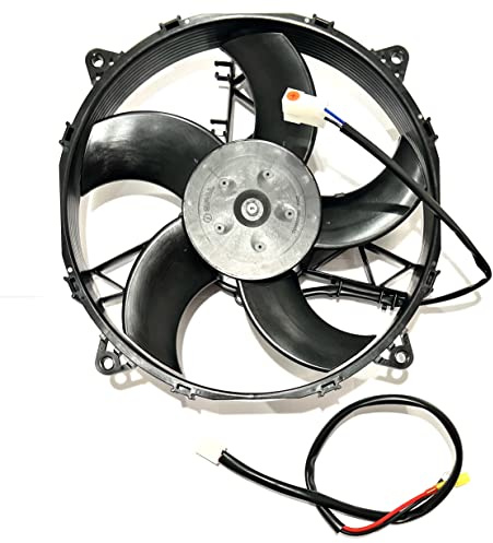 SPAL 30101512 Ventilador de condensador de radiador extractor de 11 pulgadas, 12 voltios, hoja curvada de alto rendimiento, 1233 cfm VA26-AP50/C-44A y arnés Spal FRPT