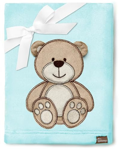 Be Mammy Warme Kuscheldecke Babydecke Blanket Baby Geschenk BE20-168 (Puderblau - Bär)
