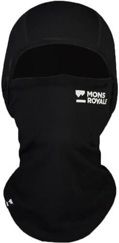 Mons Royale Santa Rosa Balaclava Schwarz - Merino Flexible weiche Merino Sturmhaube, Größe L-XL - Farbe Black