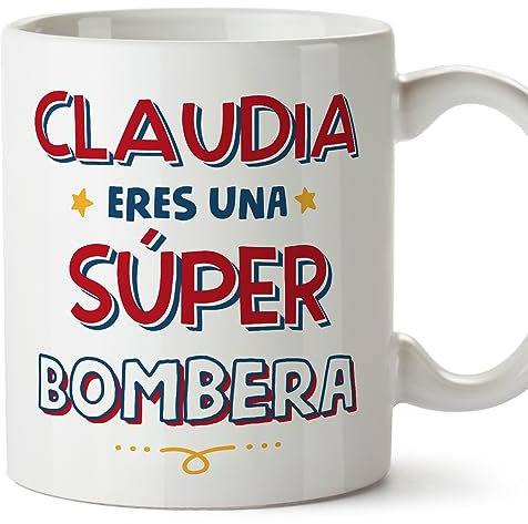MUGFFINS Tazas Personalizadas para BOMBERA mujer - En Español - Eres Súper - 11 oz / 330 ml - Regalo Personalizable original y divertido