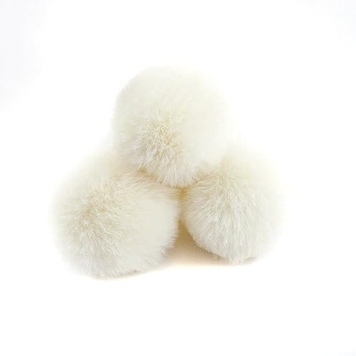 Wambere 10 Stück 6cm Pompons zum Basteln,Pompon Kunstfell Bommel Plüschbälle mit Elastischer Schlaufe,für DIY Kunsthandwerk Haarschmuck Hochzeiten Geburtstage Weihnachten Dekorationen,Cremefarben