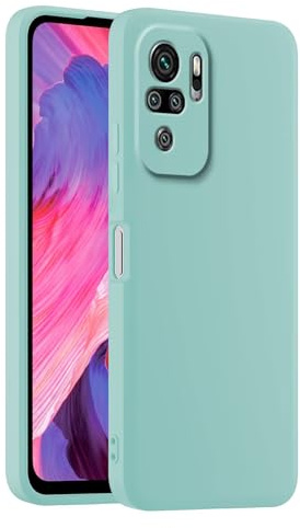 HULLIN Bunte Silikon Handyhülle, Passend für Redmi Note 10S / Redmi Note 10 (4G) / Poco M5s (6.43) - Helles Cyan