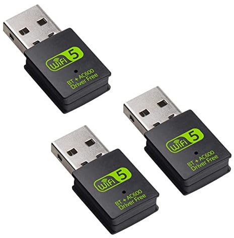 Vadillo 3X Adaptador Bluetooth WiFi USB, Receptor Externo de Red Inalámbrica de Banda Dual de 600 Mbps, Dongle WiFi para PC/Computadora Portátil/Computadora de Escritorio