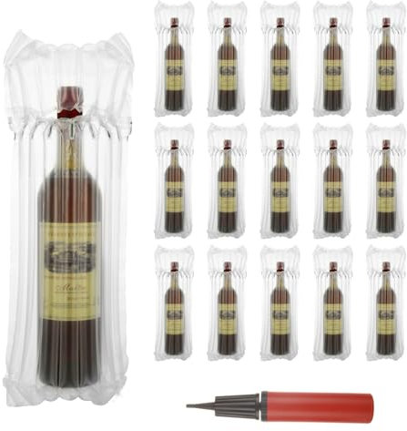 GBACHOOSE 50 Packs Wine Bottle Protector, Reusable Glass Bottles Bubble Wrap Bags with Pump, Inflatable Air Column Cushioning Sleeves Packaging for Airplane Travel, Transport, Safety Shipping