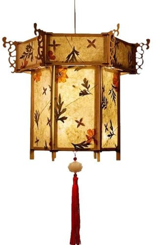 Tsffae Vintage Chinese Style Blumenlicht Tragbare Lampe DIY Handgefertigt Blumenpapier Laternen Set Festival Glühen Laternen Geschenk